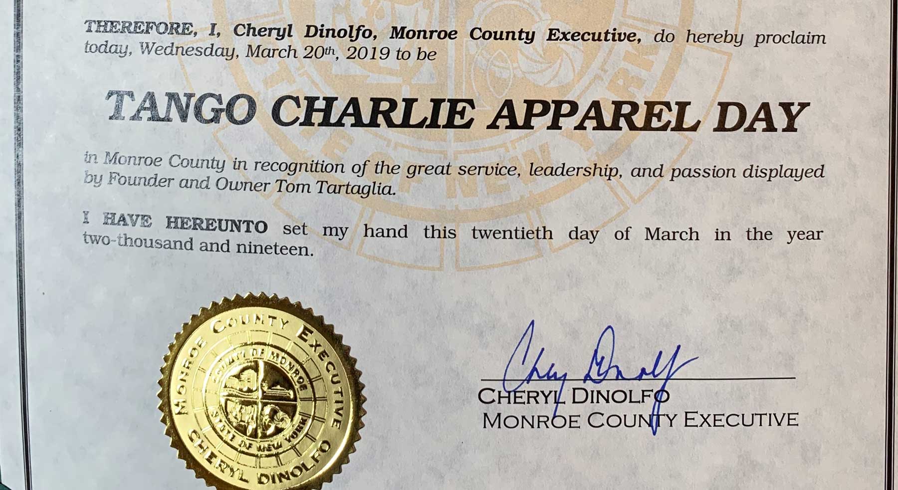 Monroe County Tango Charlie Day